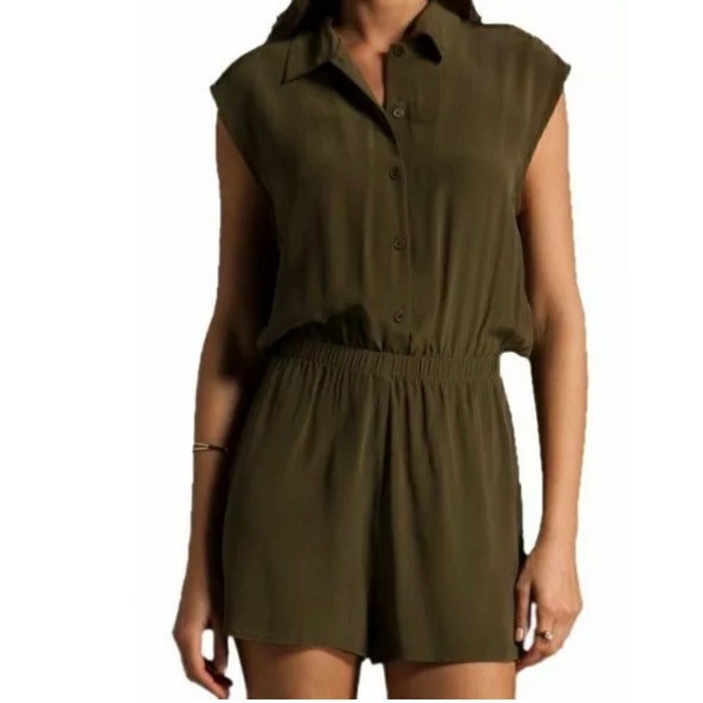 REFORMATION Ricky Army Collared Cut Out Romper - Picture 8 of 8